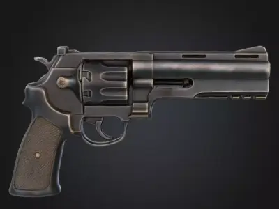 Revolver Rustique Vintage Handcrafted Revolver Low-poly 3D model