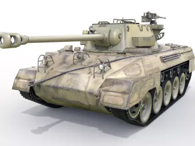 Battle Tank M18 Hellcat Low-poly 3D model
