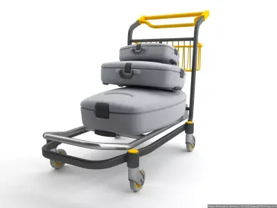 Luggage Trolley with Suitcases 3D model