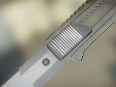 Box Cutter Lowpoly Stainless Steel - Gameready - PBR Textures Low-poly 3D model