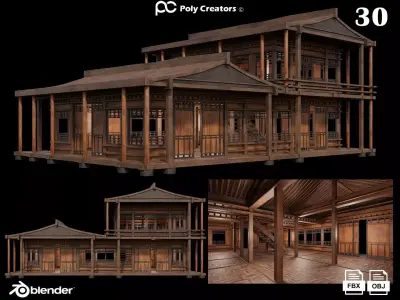 Medieval Houses 30- 4K Textures Game Ready Low-poly 3D model