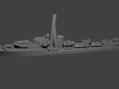 British J Class Destroyer Warship 3D print model