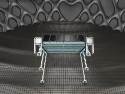 Sci-Fi Stairs - 13 - Silver Blue Neon Light Version Low-poly 3D model