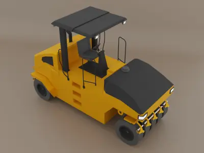 Pneumatic Roller - Heavy Vehicle Low-poly 3D model