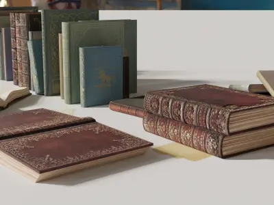 Old books set Free low-poly 3D model