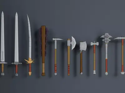 Simple RPG Low Poly weapons  Free low-poly 3D model