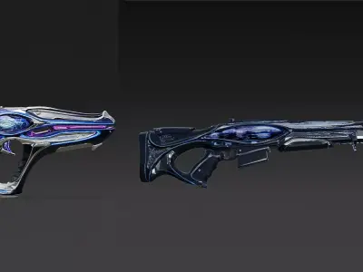 Cartoon Cyberpunk Guns Pack PBR 3D Models Low-poly 3D model