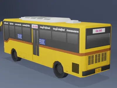 Yellow Thai bus Low poly v05 Low-poly 3D model