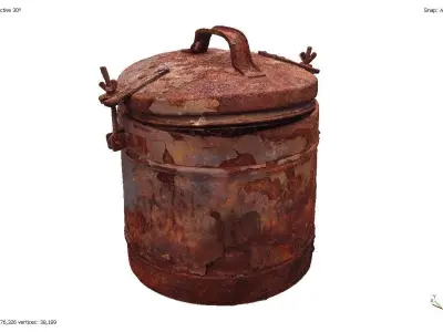 Rusty burnt military thermos 3D model