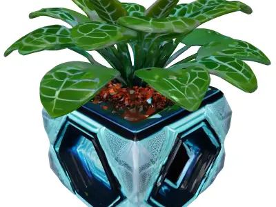 Futuristic SciFi Potted Plant 3D model