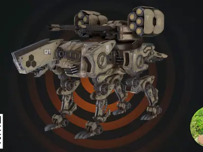 Sci-Fi Military Combat Mech Dog 3D model