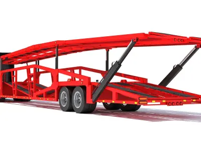 Car Hauler Transporter Trailer Semi Truck 3D model