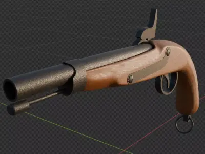 OldGun French type percussion pistol 3D model