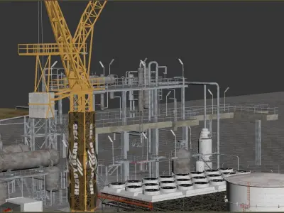 Industrial Refinery - Extensive and complete space creation Low-poly 3D model