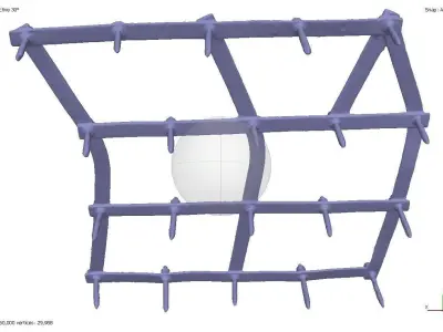 Old rusty harrow 3D model