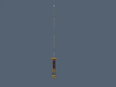 Samurai Katana Sci-fi skull style Low-poly 3D model