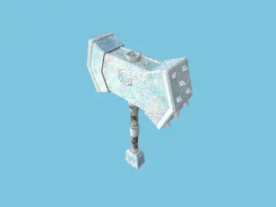 Medieval War Hammer 05 Frost Elemental - Fantasy Weaponry Low-poly 3D model