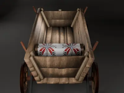 Traditional old cart Low-poly 3D model