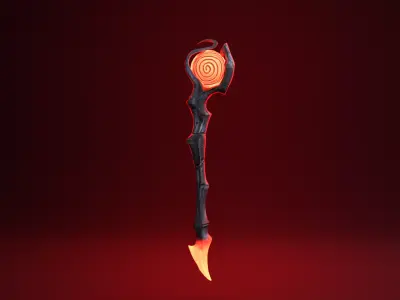 Fantasy Wizard Wand - Fire Version Low-poly 3D model
