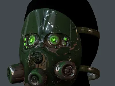 Gas mask helmet 3d model scifi Low-poly  Low-poly 3D model 74