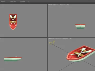 Cartoon small wooden boat Low-poly 3D model