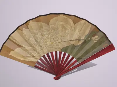Folding fan Low-poly 3D model order