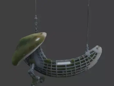 Bio-Mechanical Hanging Moss Lounge 3D Model Low-poly 3D model