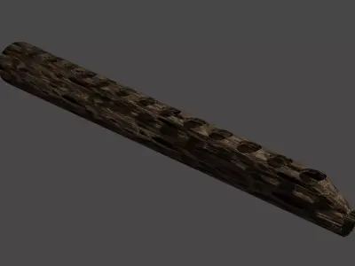Low Poly Flute wooden rod 3D model