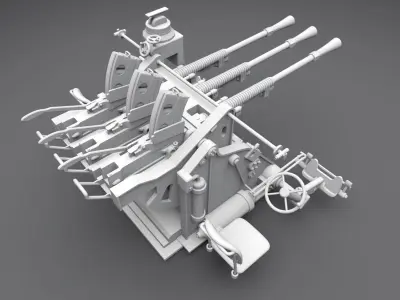 Type 96 Anti Air Artillery Scale Model 3D print model