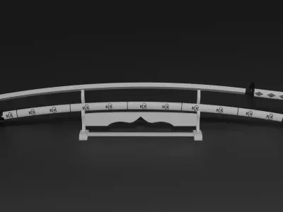 Base Katana with scabbard and Katana stand 3D model