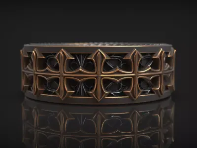Medieval Ornate Gothic Masswerk Cross Pattern Band 3D print model