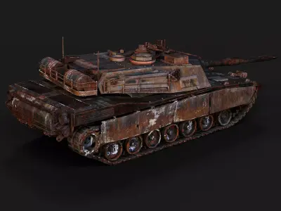 war destroyed tank abrams burned wreck model Low-poly 3D model