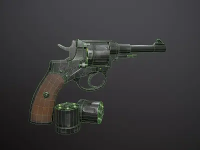 Nagant M1895 Revolver Low-poly 3D model purchase
