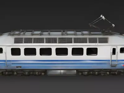 Realistic 1990s Electric Passenger Train 3D Model Low-poly 3D model