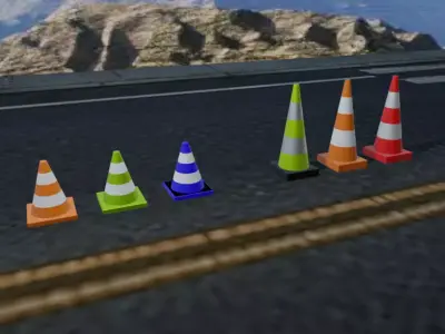 Traffic Cones 6 Pack 3D Model Low-poly 3D model