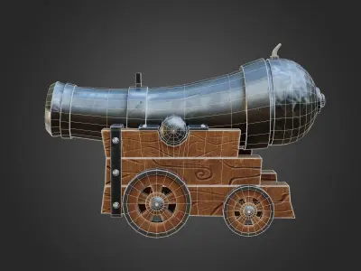 Stylized cannon  Game Ready Low-poly 3D model