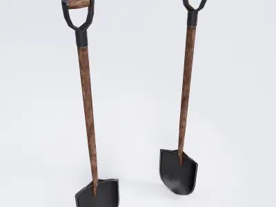 Shovel 3d model garden - person Low-poly 3D model
