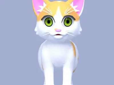 Cartoon Cat Low-poly 3D model get