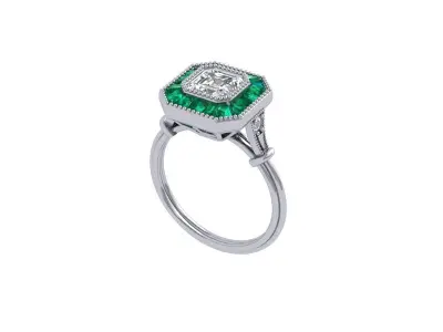 Asscher Art Deco Ring 3D print model order