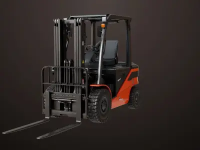 Forklift Truck03 Orange All PBR Unity UE Textures Low-poly 3D model