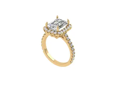 Emerald Art Deco Ring 3D print model 22