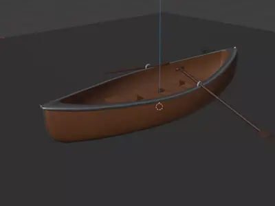 Barque 1 wooden canoe on water Free low-poly 3D model