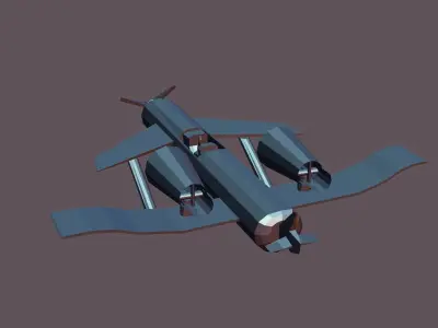 Plane flying drone Low-poly 3D model