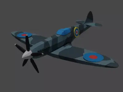 Spitfire Plane Game Assets Low Poly Low-poly 3D model