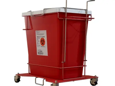 Covidien Foot Pedal Cart and Gallon Hinged Lid Container 3D model