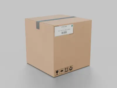 Cube Cardboard Box - Rigged and Fully Customizable Low-poly 3D model
