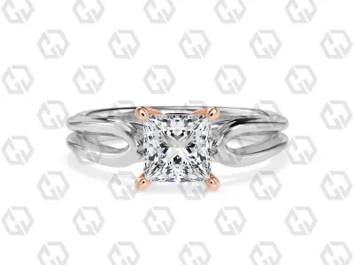 Ring 228 Princess shape split shank solitaire ring with Gems 3D print model