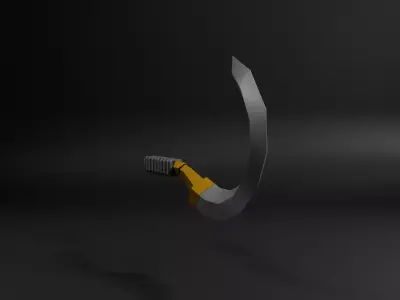 Low-poly game ready Curved Weapon blade  Low-poly 3D model