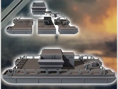 Siebel ferry Siebelfahre German shallow-draft landing craft 5 -  3D print model