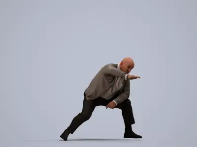00101Erik006 - Senior Caucasian man crouching in office wearing 3D model